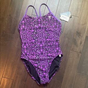 Purple & Black TYR Cutoutfit One-Piece Swimsuit size 36